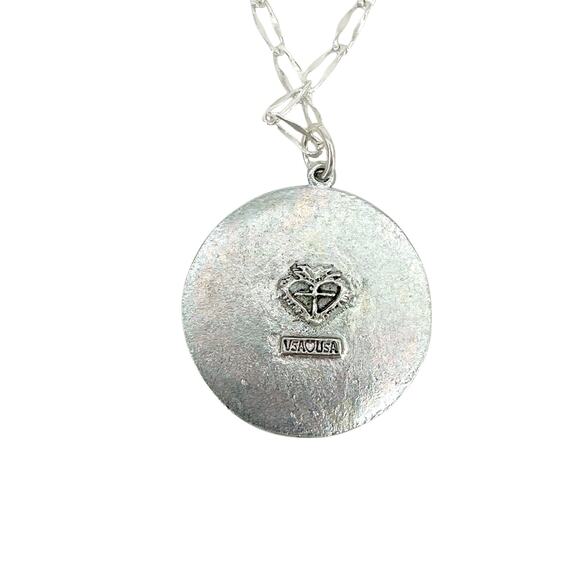 VIRGINS SAINTS & ANGELS Disco Virgin Charm Necklace Silver&Light Colorado Topaz - Picture 5 of 7